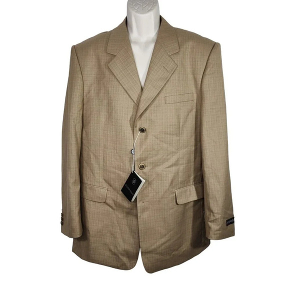 Soprano Brown Blazer Suit Jacket 3 Button Men Size 42R NEW with MISSING BUTTONS - Picture 1 of 12